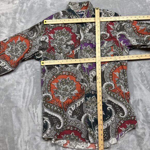 Vintage Wrangler Mens 16x35 Western Cowboy Shirt Paisley Brushpopper Made USA - Picture 3 of 7
